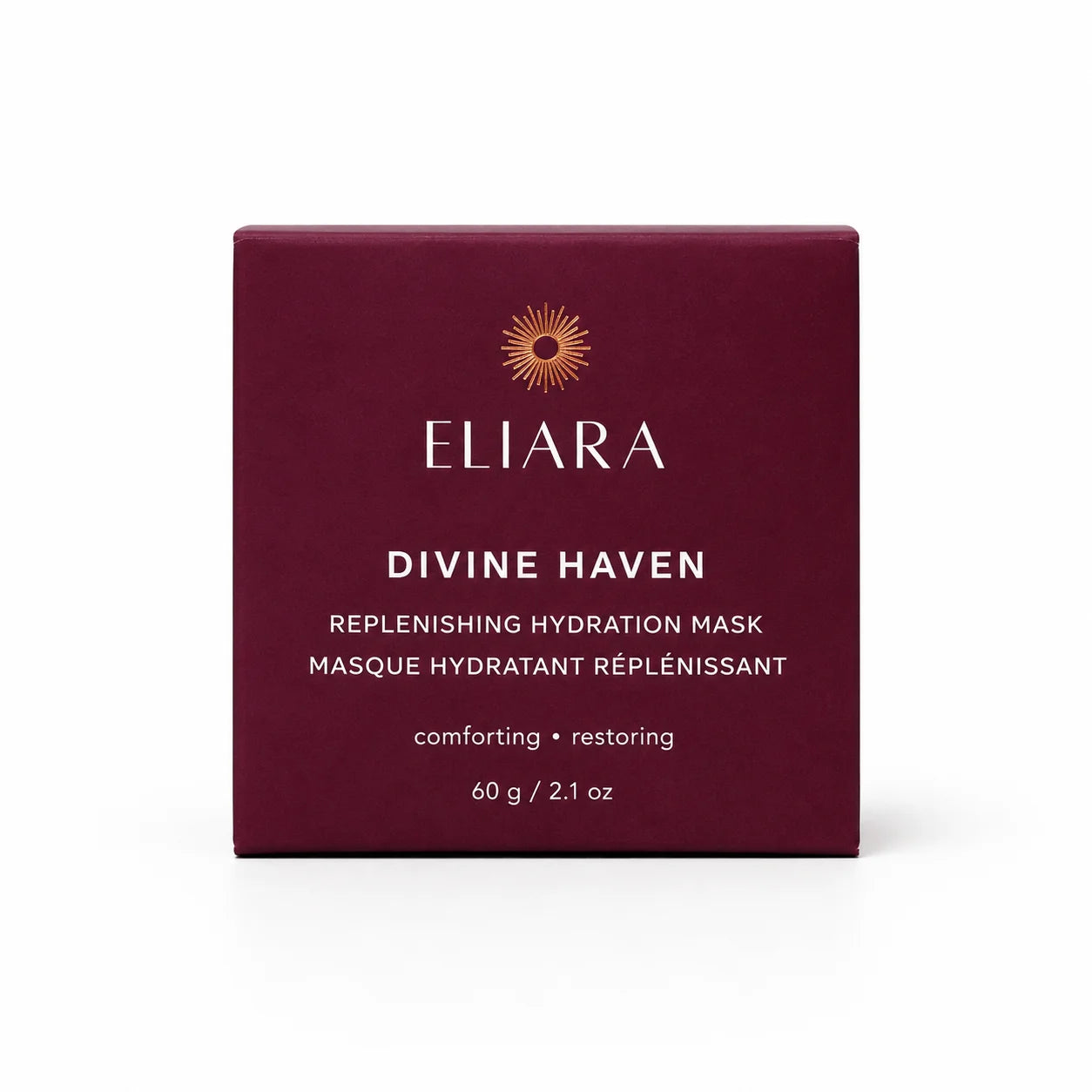 Eliara Divine Haven replenishing hydration mask packaging on a white background