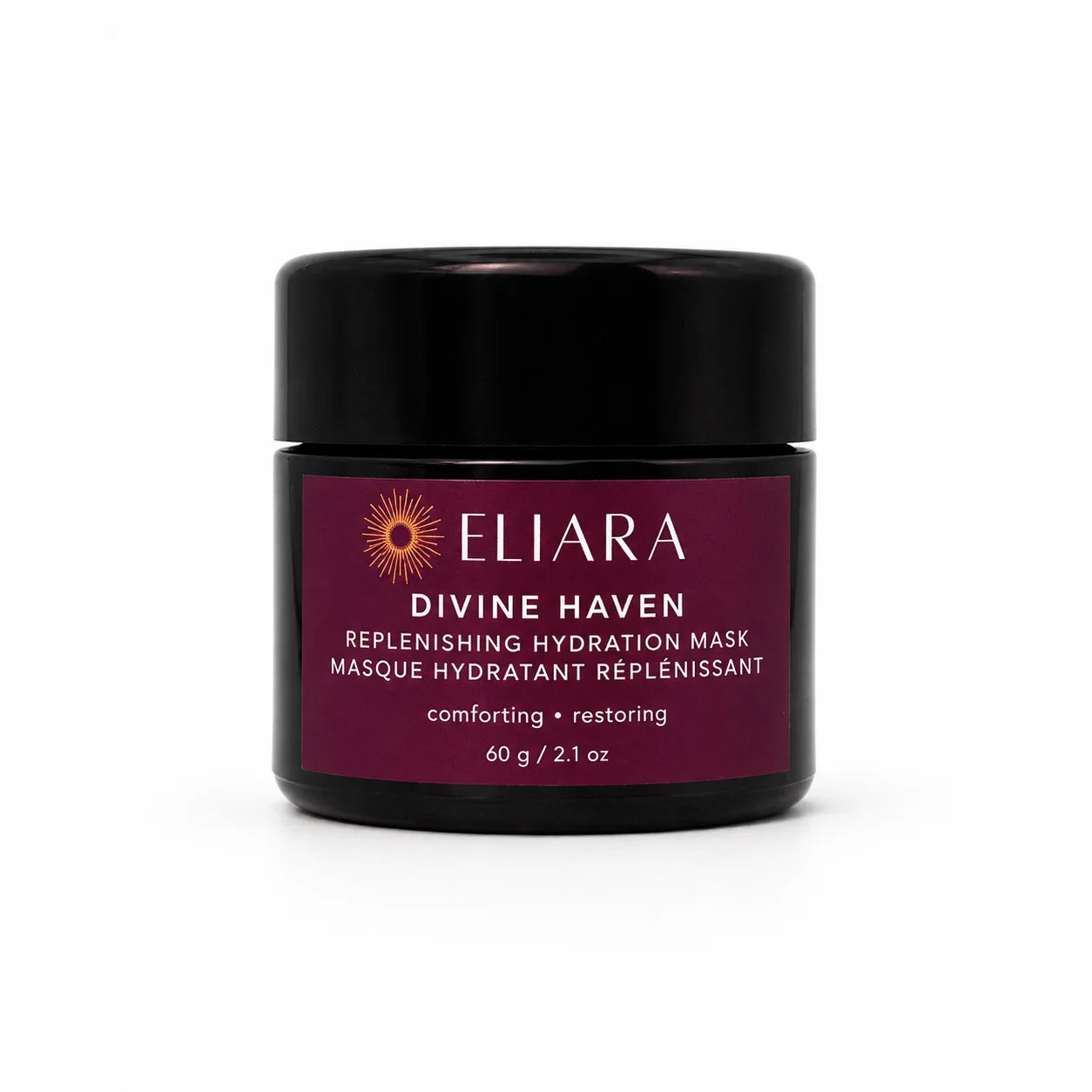 Eliara Divine Haven replenishing hydration mask jar on a white background