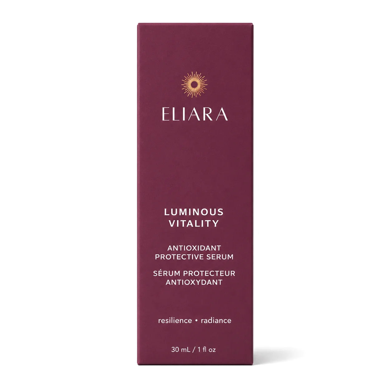 Eliara Luminous Vitality serum packaging on a white background
